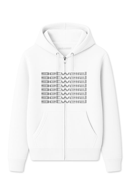 Get Weird Repeat Zip Hoodie - White