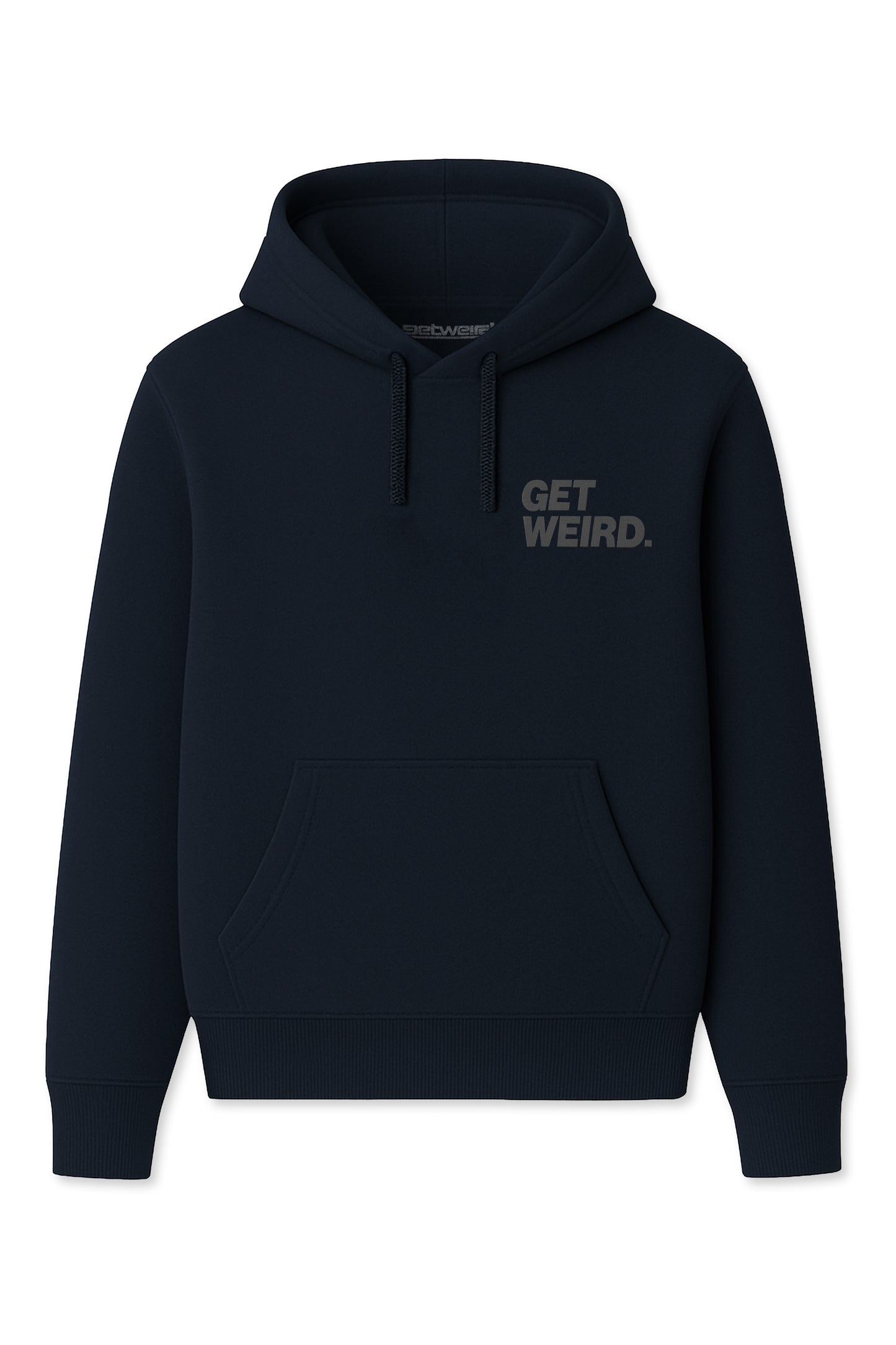Get Weird Block Crop Hoodie - Navy