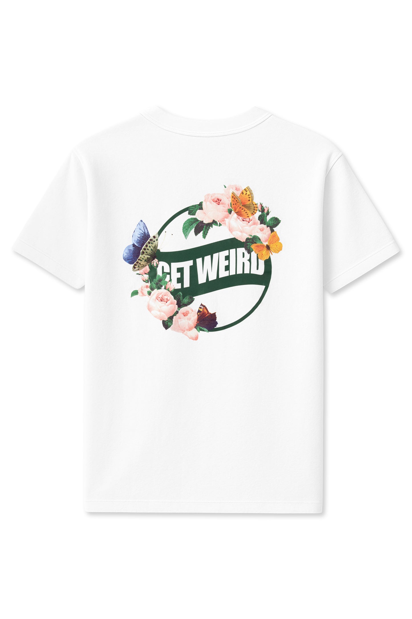 Get Weird Flowers and Butterfly Tee - White