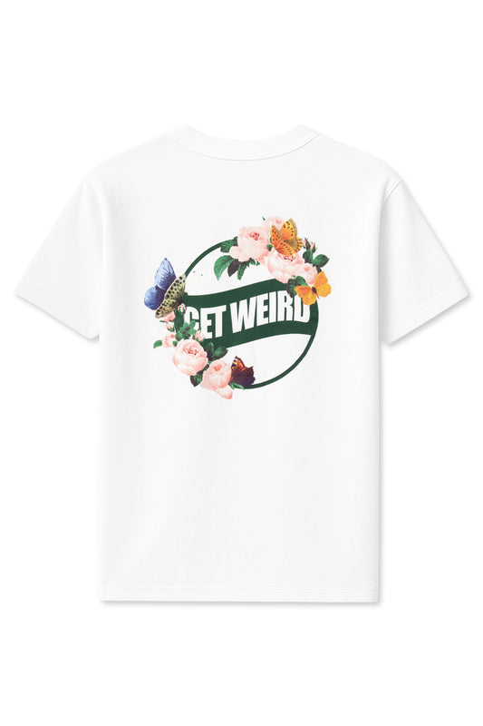 Get Weird Flowers and Butterfly Tee - White